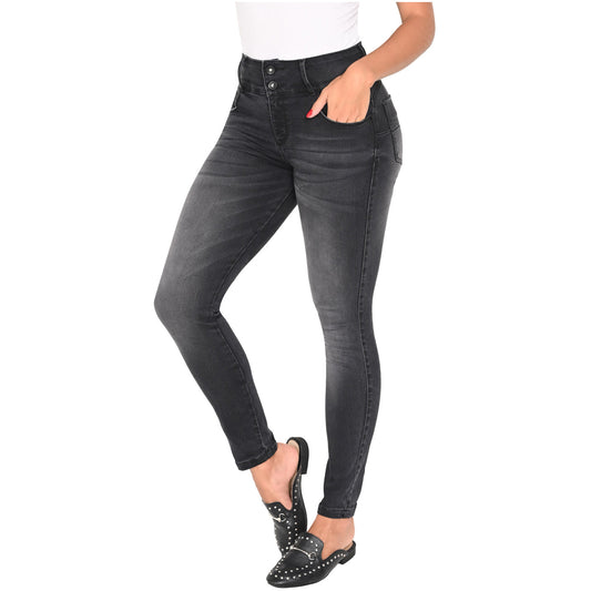 High-Rise Bum Lift Colombian Ripped Skinny Jeans – Prewashed Fit