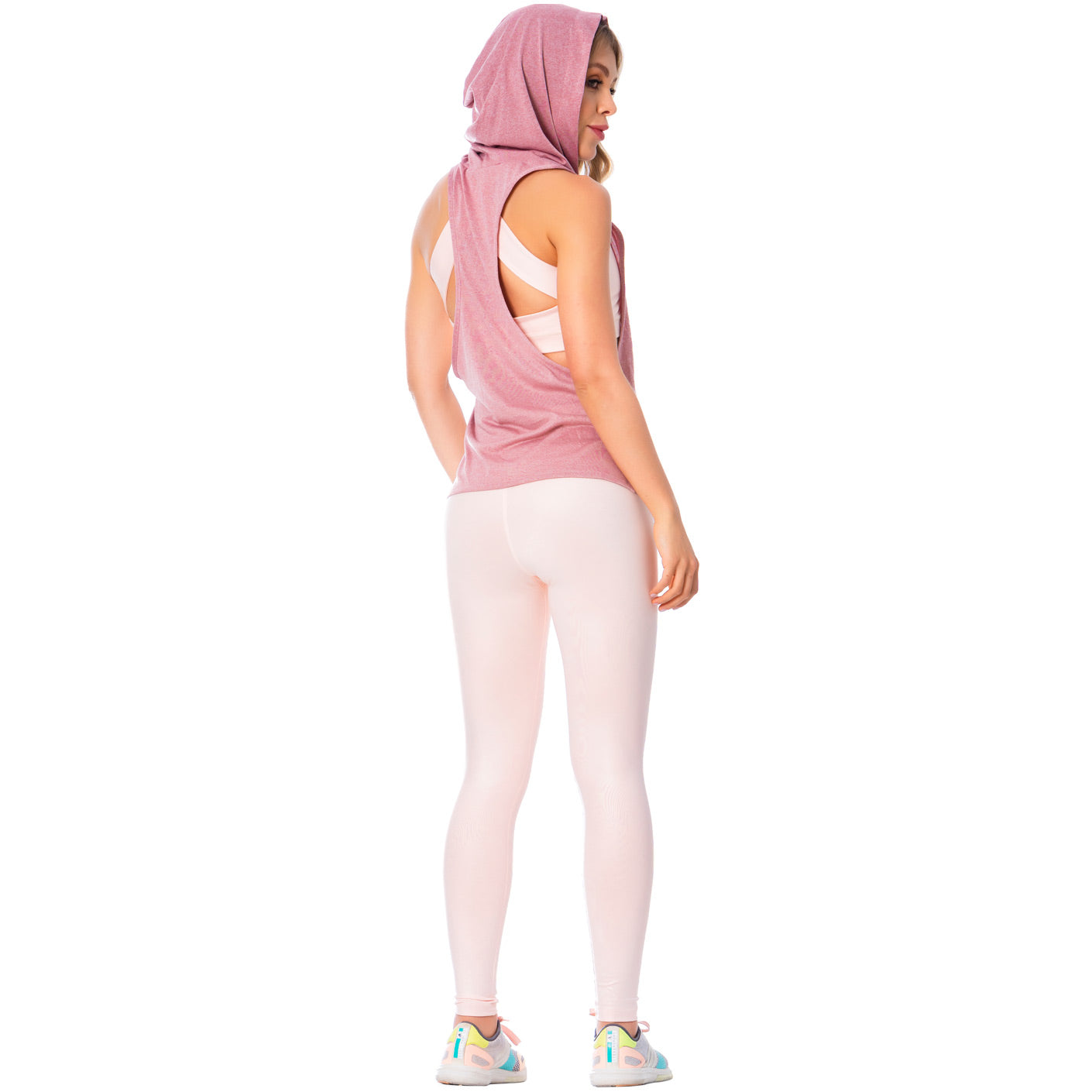 Women's Pink Sleeveless Hooded Tank Top – Lightweight Microfiber, Breathable & Stylish