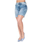 High-Rise Denim Butt Lifter Shorts – Distressed Jean Shorts