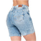 High-Rise Denim Butt Lifter Shorts – Distressed Jean Shorts