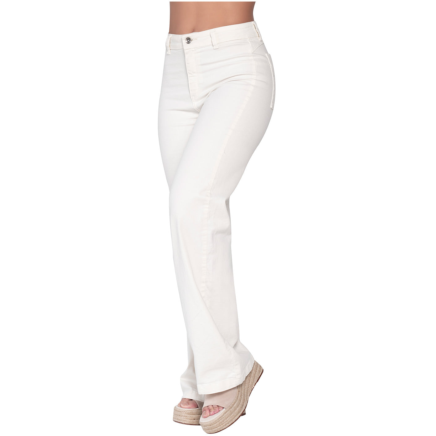 High-Waisted White Straight-Leg Jeans for Women – Classic Fit