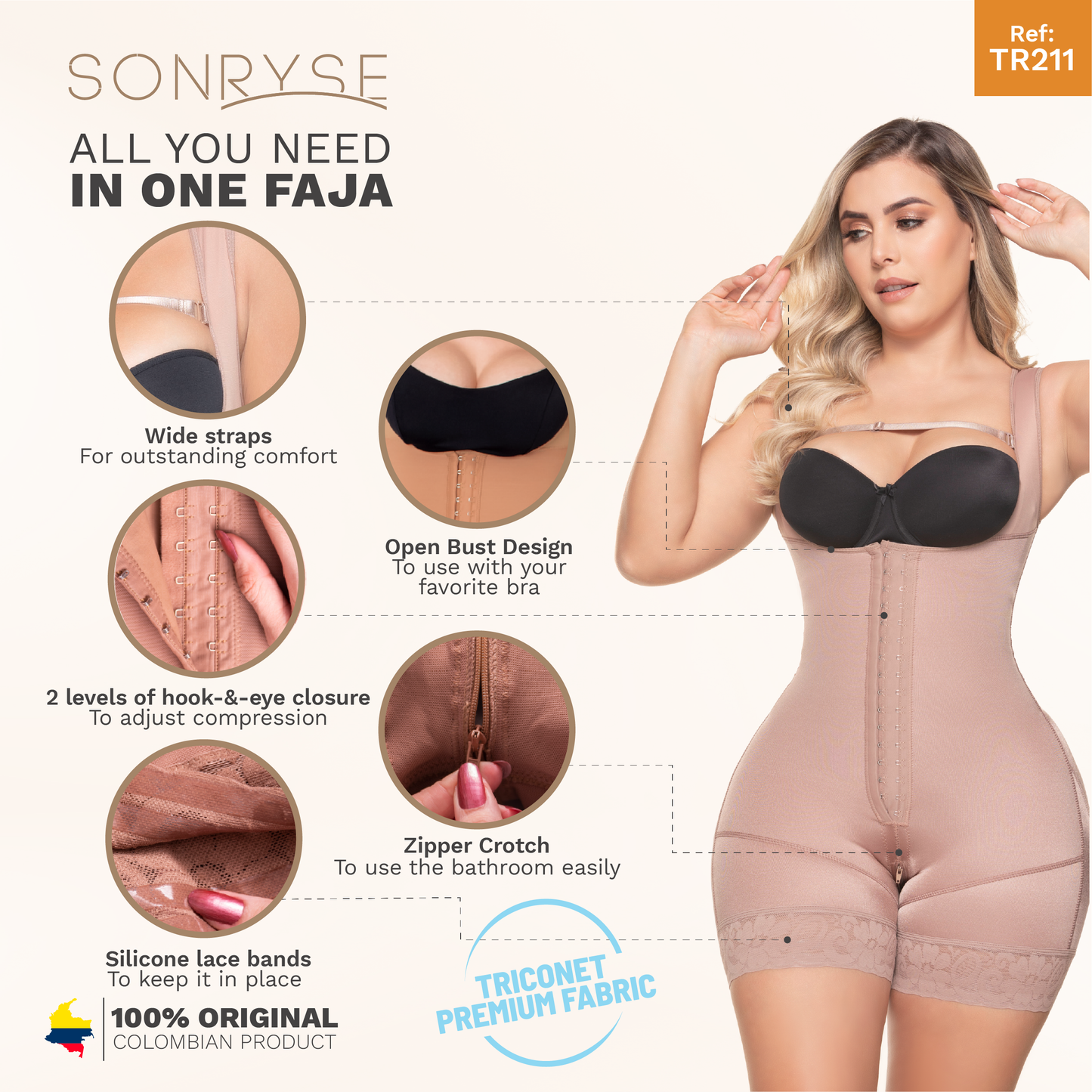 Colombian Open Bust Shapewear Bodysuit – Stage 1 Post-Surgery Faja